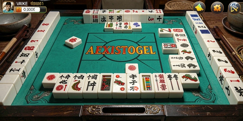 Tampilan gameplay Mahjong yang penuh warna dan menarik.