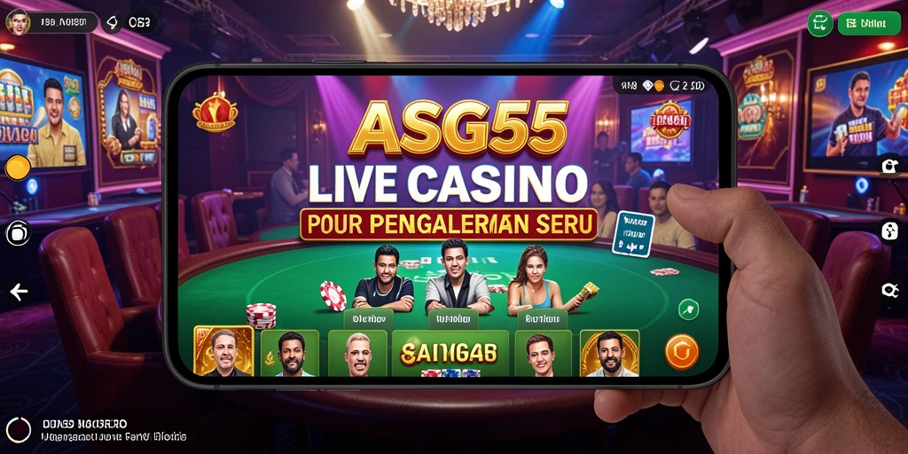 Screenshot utama ASG55 menampilkan dealer profesional dalam permainan Live Casino.