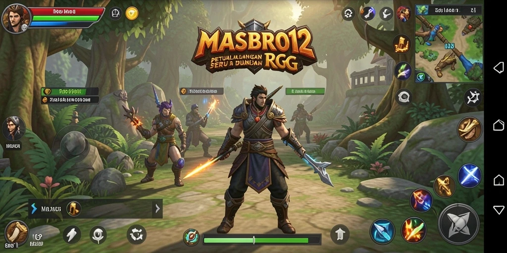 Screenshot utama MASBRO12 memperlihatkan aksi seru di dunia RPG.