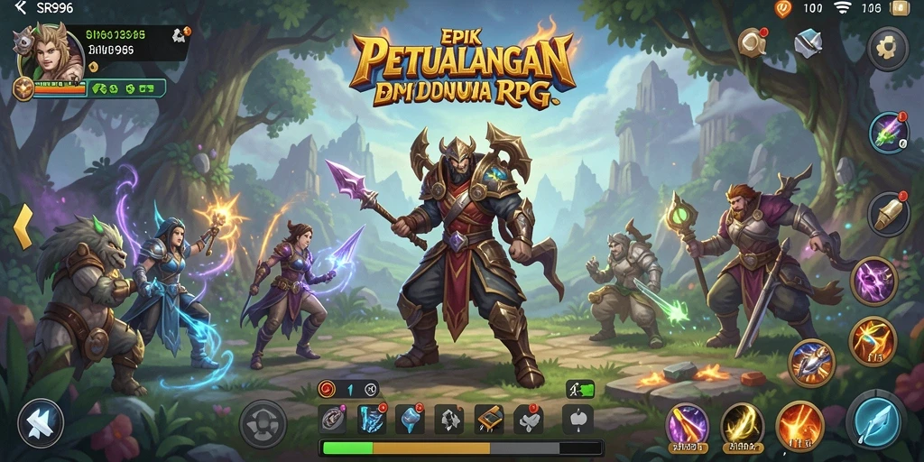 Tangkapan layar gameplay menunjukkan pertarungan epik dalam dunia RPG.